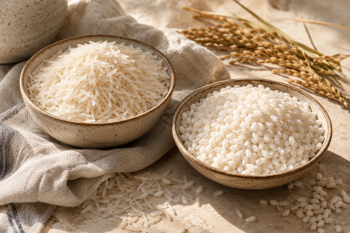 Representative professional photograph of different rice grains